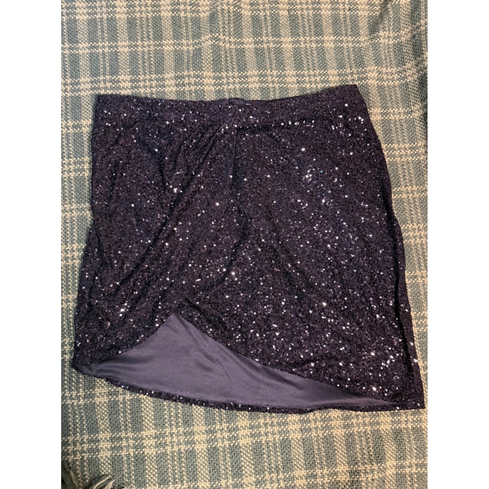 Forever 21+ Black Sequin Y2K Tulip Wrap Mini Skirt Plus Size 3X Party Night Out